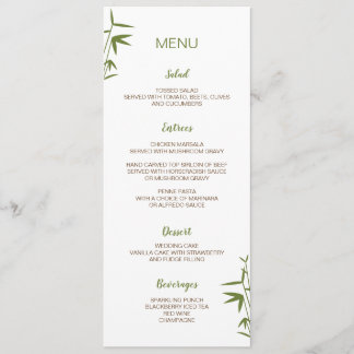 Japanese Bamboo Wedding Menu Card
