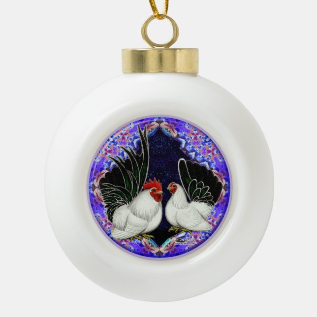 Japanese Bantam Circle Ceramic Ball Christmas Ornament (Front)