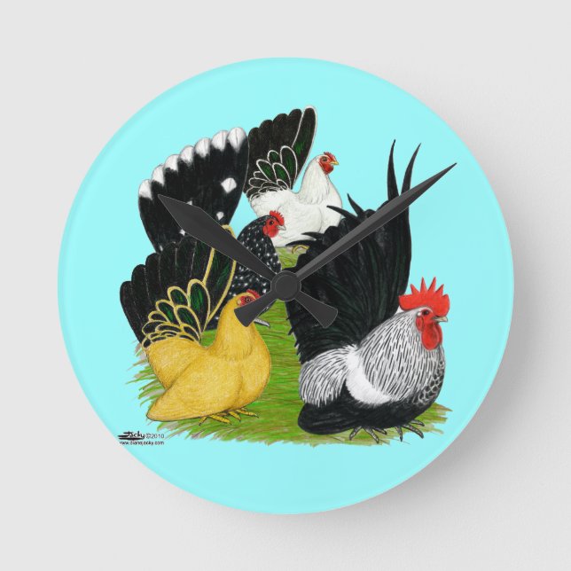 Japanese Bantam Quartet Round Clock (Front)