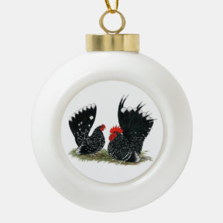 Japanese Bantams Mottled Ceramic Ball Christmas Ornament