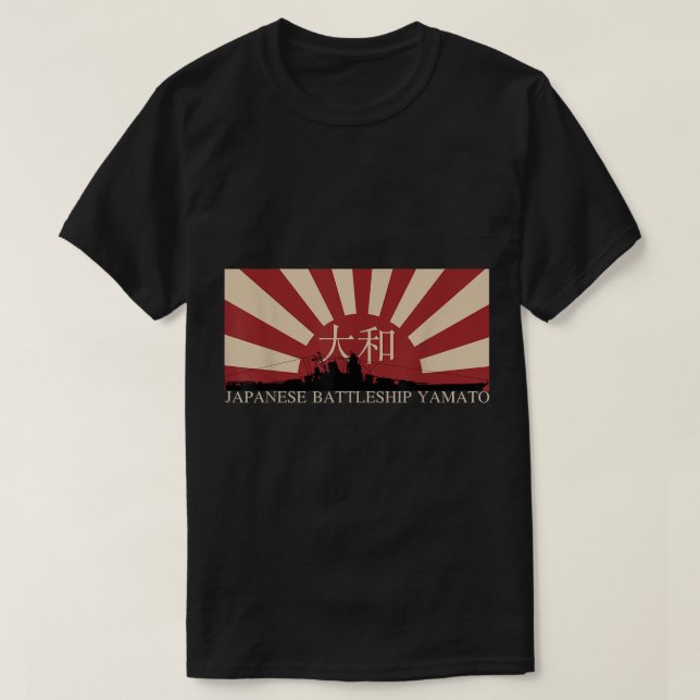 Japanese Battleship Yamato Rising Sun Flag  T-Shirt (Design Front)