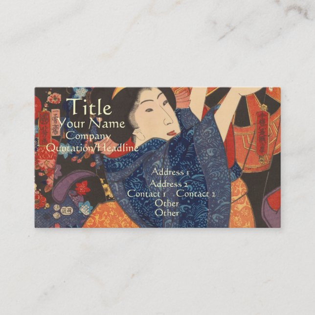 Japanese Beauty airs colourful garments Business Card (Front)