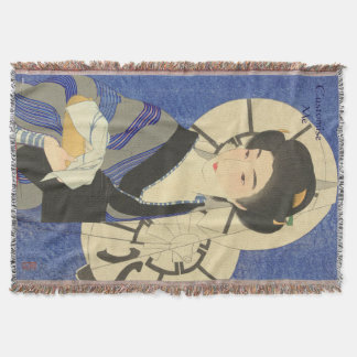 Japanese Beauty At the Bathouse Throw Blanket
