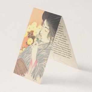 Japanese beauty with flower geisha maiko tattoo business card