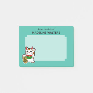 Japanese Beckoning Cat Personalised Post-it Notes