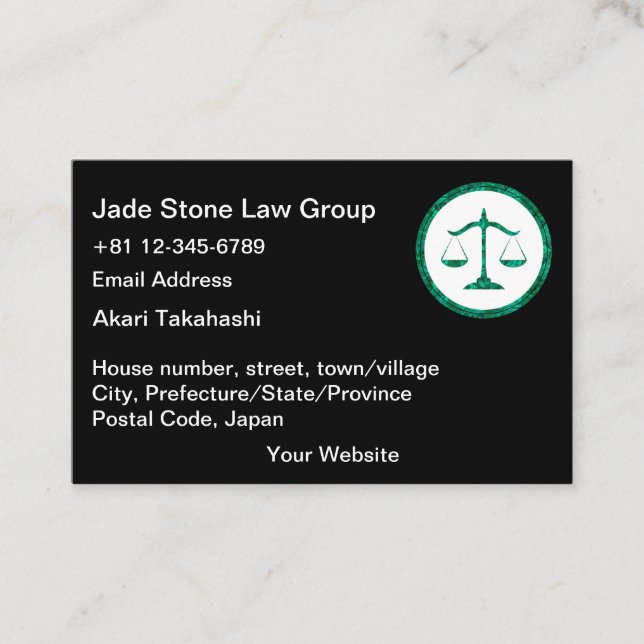 Japanese Bengoshi Business Cards Jade Law Logo (Front)