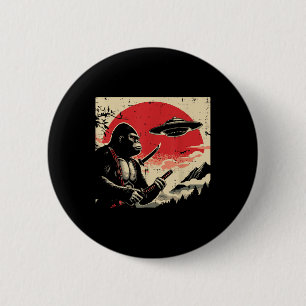 Japanese Bigfoot Samurai Ufo Vintage Sasquatch Men 6 Cm Round Badge