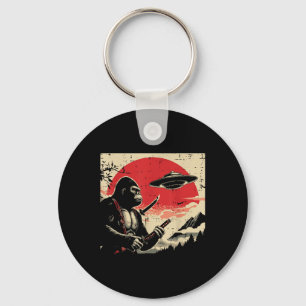 Japanese Bigfoot Samurai Ufo Vintage Sasquatch Men Key Ring