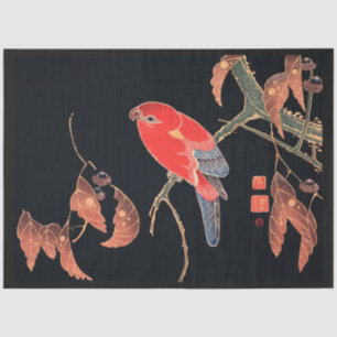 Japanese bird black decoupage paper