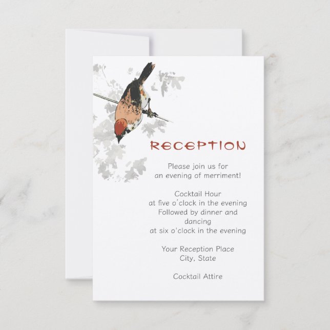 Japanese Bird Botanical Reception Enclosure Card (Front)