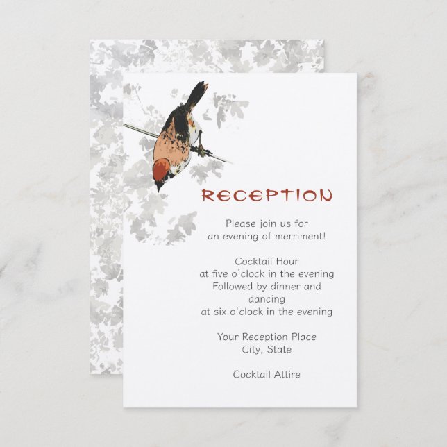 Japanese Bird Botanical Reception Enclosure Card (Front/Back)