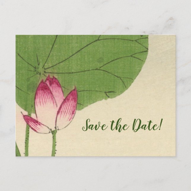 Japanese Bird Watercolor Save the Date Postcard (Front)
