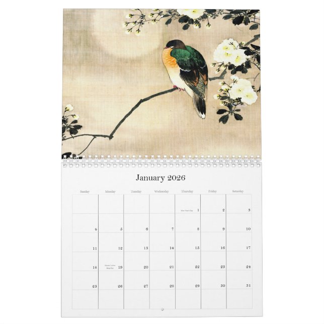 Japanese Birds, Trees and Flowers Calendar (Jan 2026)