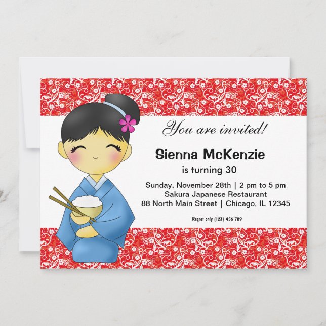 Japanese Birthday theme Invitation (Front)