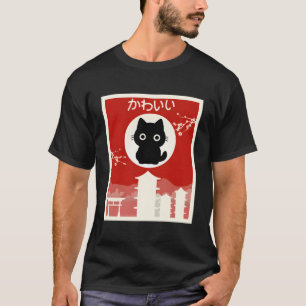 Japanese Black Anime Cat Shirt Kawaii Cat Woodbloc