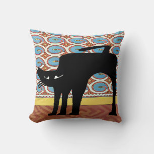 Japanese Black Cat Print Cushion