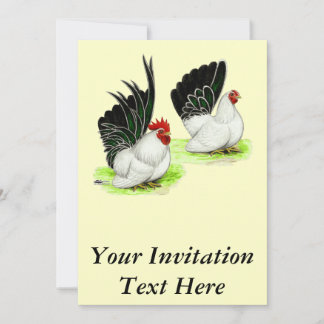 Japanese Black White Bantams Invitation