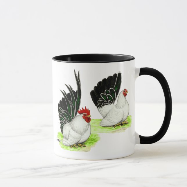 Japanese Black White Bantams Mug (Right)