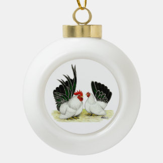 Japanese Blacktail Bantams Ceramic Ball Christmas Ornament
