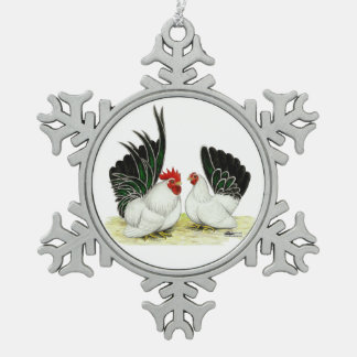 Japanese Blacktail Bantams Snowflake Pewter Christmas Ornament