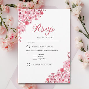 Japanese Blossom Wedding – Pink Floral RSVP Card