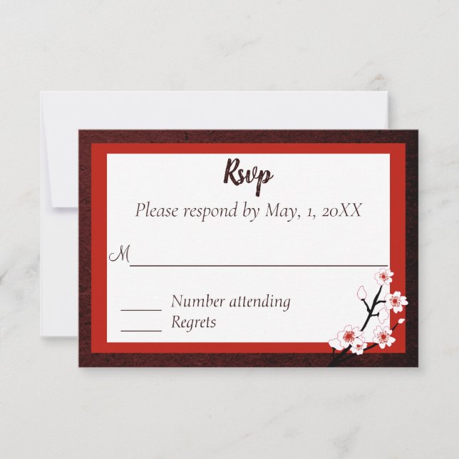Japanese Blossom Wedding Response Card (Front)
