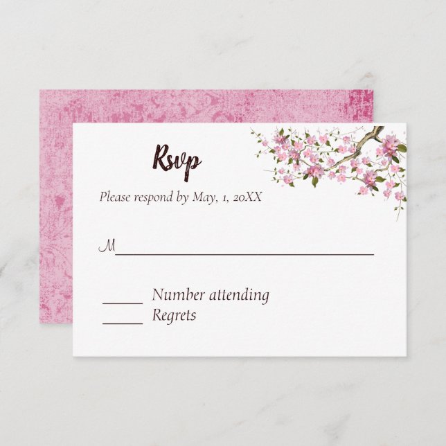 Japanese Blossom Wedding Response Card (Front/Back)
