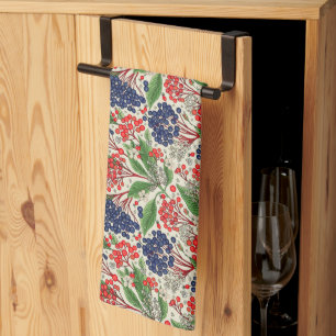 Japanese Blue and Red Berries  Tea Towel