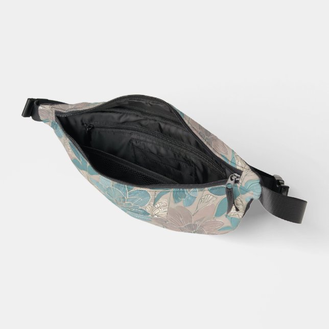 Japanese blue flower artwork  bum bags (Open)