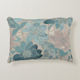 Japanese blue flower artwork decorative cushion