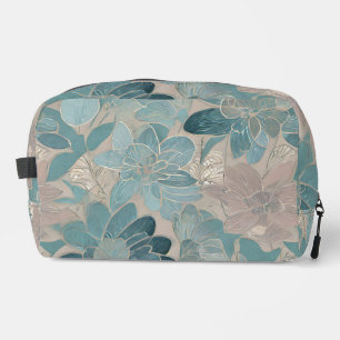 Japanese blue flower artwork dopp kit