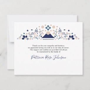 Japanese Blue Funeral Memorial Thank You Card