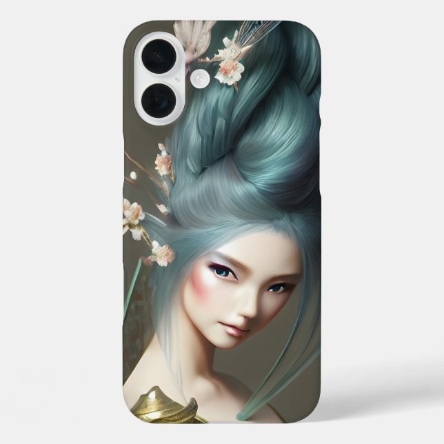 Japanese blue-haired Princess Fantasy Art Poster Case-Mate iPhone Case (Back)