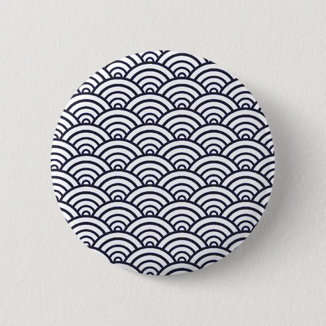 Japanese Blue Waves Seigaiha Sea 6 Cm Round Badge (Front)
