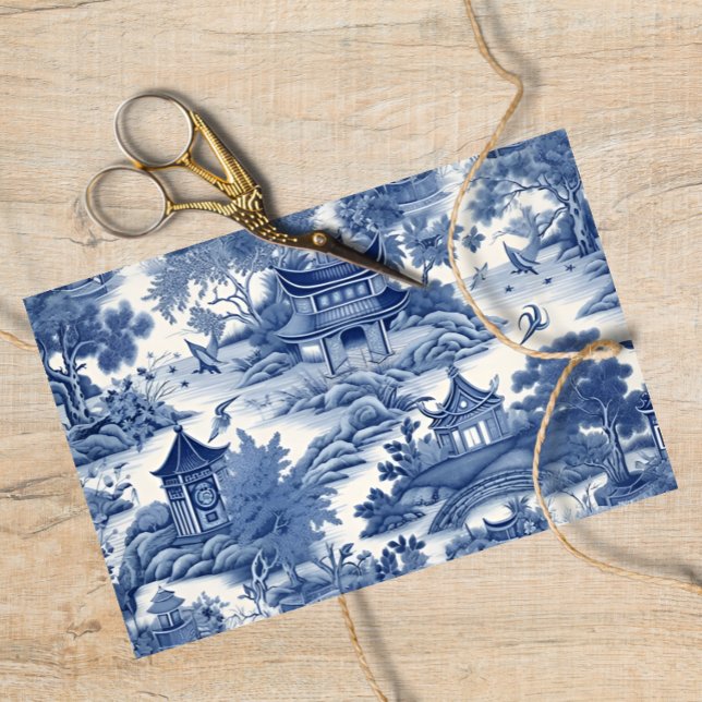 Japanese  Blue Willow Decoupage  Tissue Paper (Creator Uploaded)