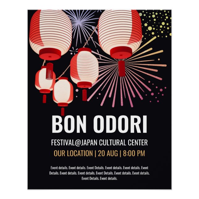 Japanese Bon Odori Event Poster - Customisable (Front)