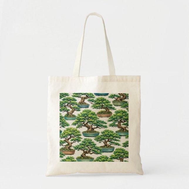 Japanese Bonsai Tree Garden Pattern Tote Bag (Front)
