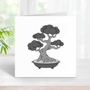 Japanese Bonsai Tree in a Tray, Etched Rubber Stamp