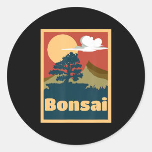 Japanese Bonsai Tree Sunset -Bonsai Lover Gift Classic Round Sticker