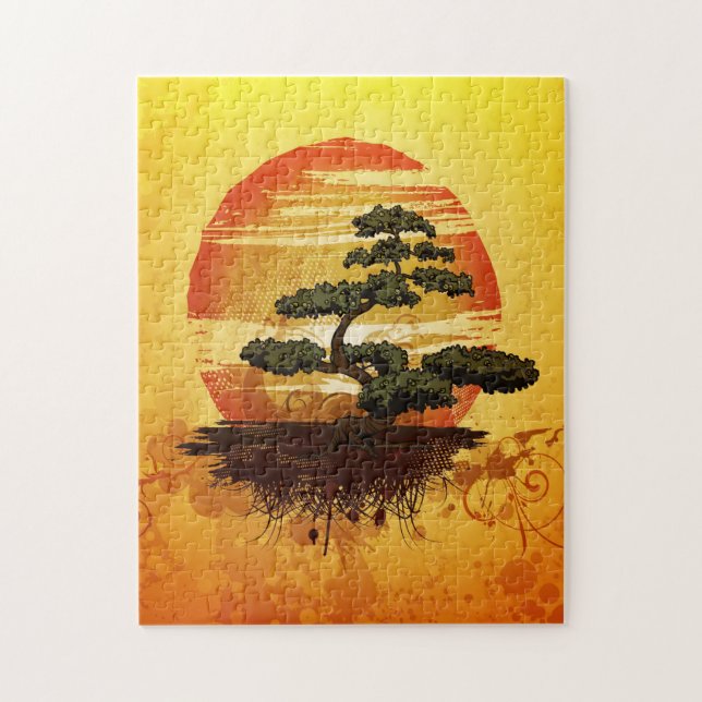 Japanese Bonsai Tree Sunset Jigsaw Puzzle (Vertical)