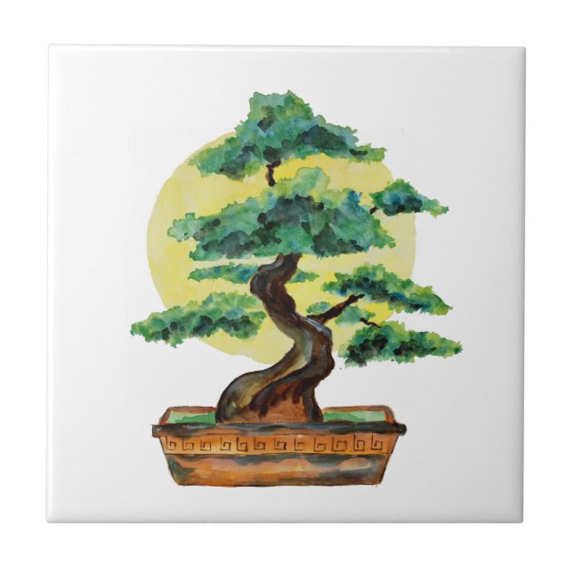 Japanese Bonsai Tree Sunshine Tile (Front)