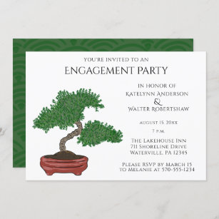 Japanese Bonsai Tree Wedding Engagement Party Invitation