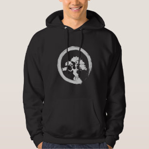 Japanese Bonsai Tree White Zen Enso Circle Vintage Hoodie