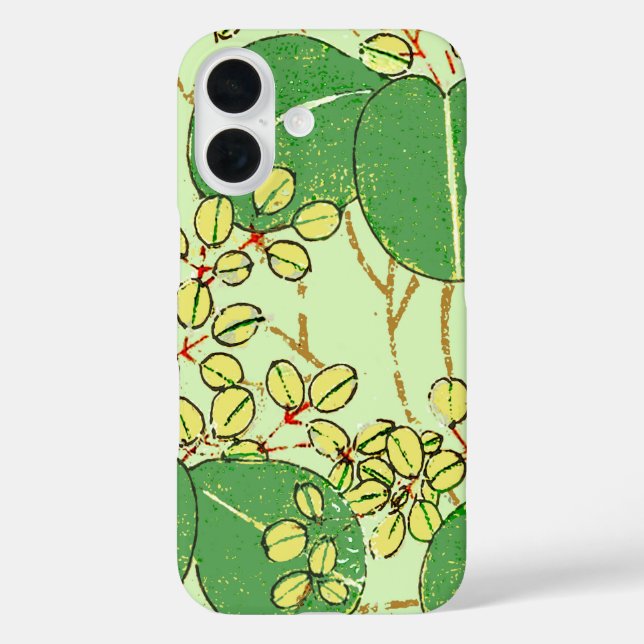 Japanese Botanical Green Leaf Woodblock Print Case-Mate iPhone Case (Back)