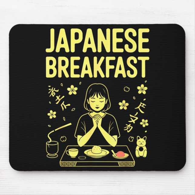 Japanese Breakfast Zen Morning Miso Rice Tea Graph Mouse Pad (Front)