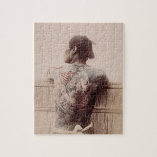 Japanese Bridegroom's Tattoos, c.1880 (photo) Jigsaw Puzzle