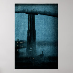 Japanese Bridge at Night no.1 Poster