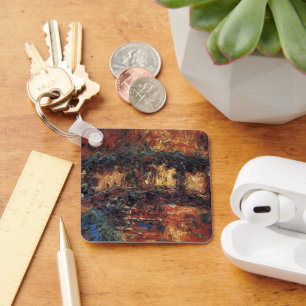 Japanese Bridge by Claude Monet, Vintage Fine Art Key Ring