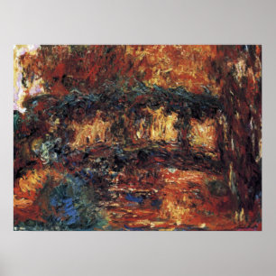 Japanese Bridge by Claude Monet, Vintage Fine Art Poster