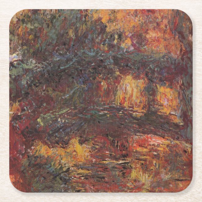 Japanese Bridge - Claude Monet - c1920 Square Paper Coaster (Front)